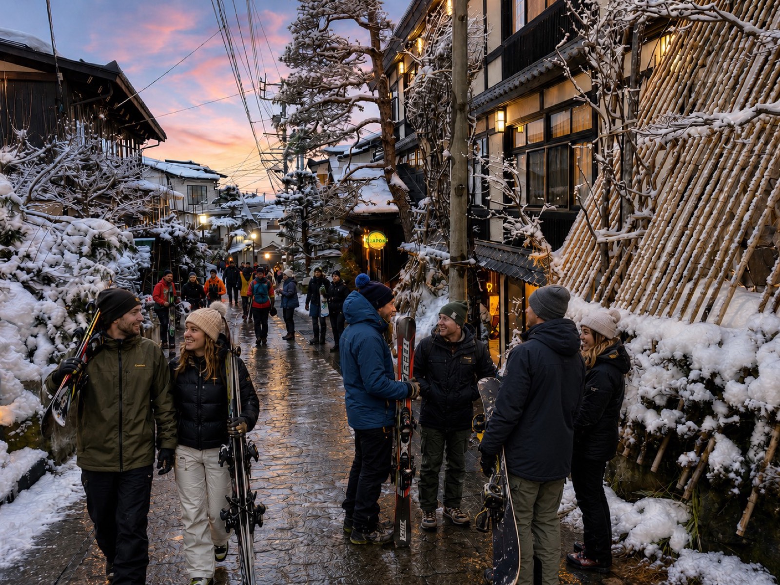 野沢温泉留学 — 雪景色の野沢の街並み
